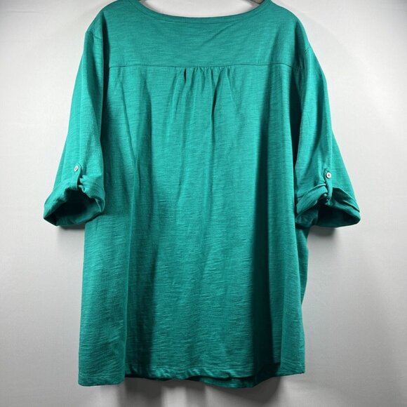 Chico's Women's Top 2X Ultimate Tee Roll Tab Short Sleeve Slubbed Cotton Blend - Picture 2 of 9